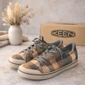 KEEN Elsa III Brown Plaid Climbing Ivy Wool Casual Canvas Sneaker - 1021927